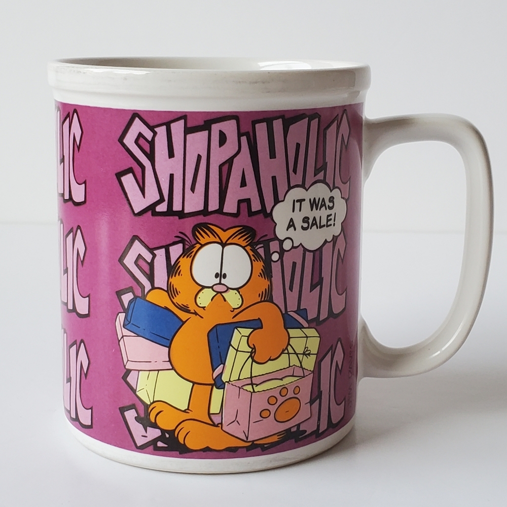 Garfield Shopaholic Coffee Mug Cup Vintage Enesco 1978